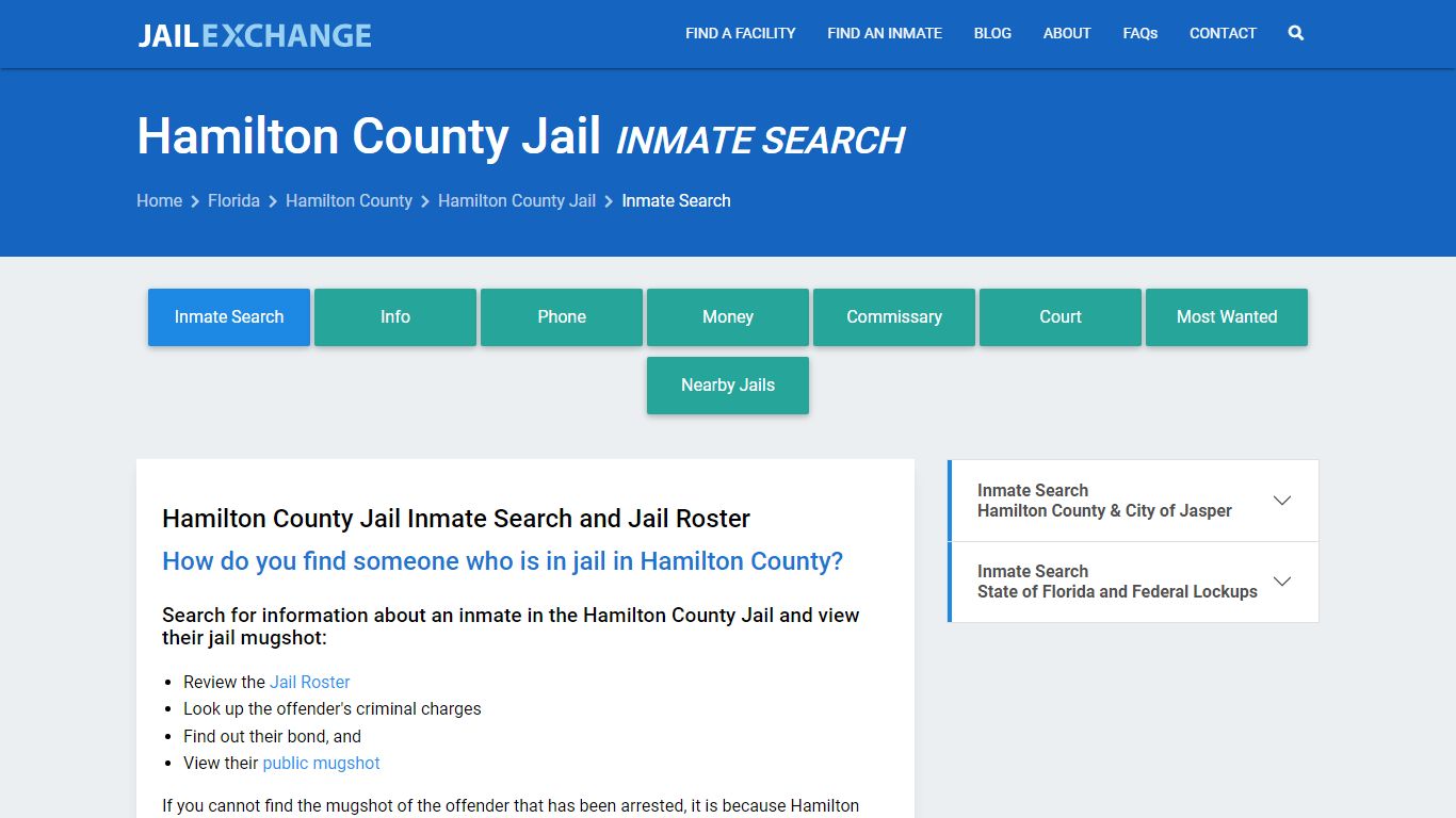 Inmate Search: Roster & Mugshots - Hamilton County Jail, FL